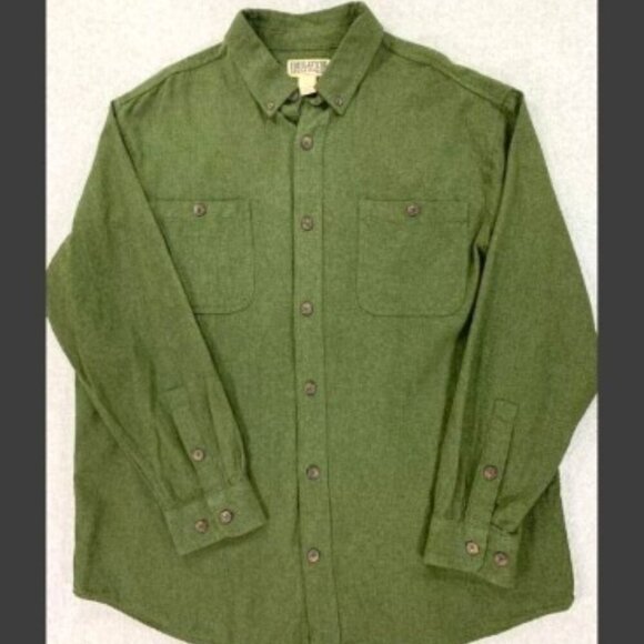 Duluth Trading Company‎ Olive Green Button-Down Long Sleeve Shirt. Size Medium - Picture 1 of 3